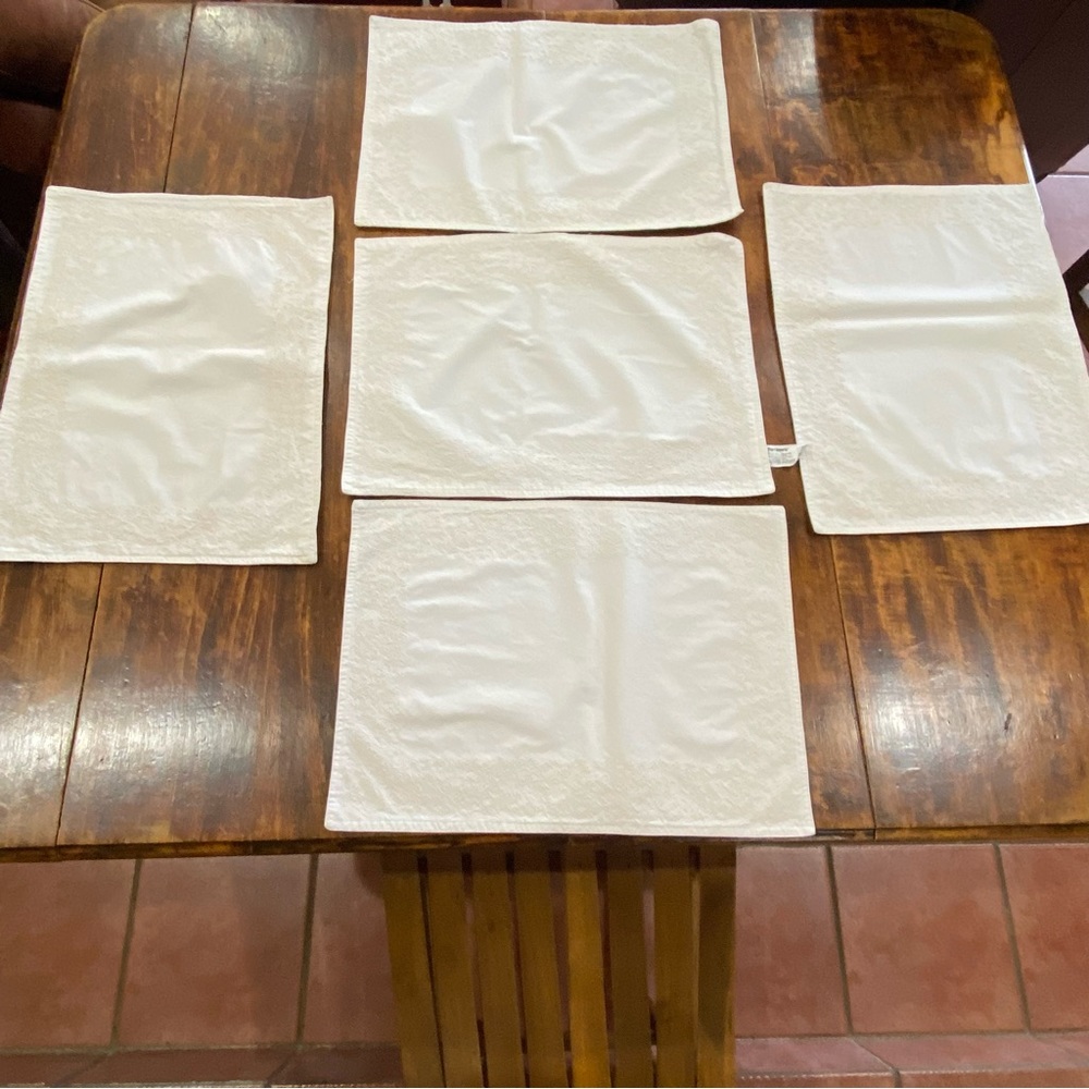 Pier 1 imports Placemats natural embroidered set of 5 off white with embroidery